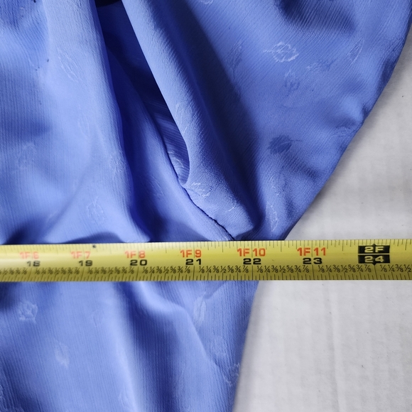 Vintage 80's Raoul Blue Drape Front Puffed Short Sleeve Mid-length Dress ♥️ - Picture 9 of 14